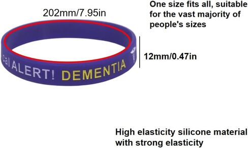 4 عبوات من أساور المعصم المصنوعة من السيليكون للتنبيه الطبي للخرف - أساور للتوعية الصحية، وأساور معصم للهوية الطبية الخارجية للرجال والنساء in Kuwait