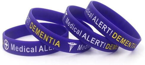 4 عبوات من أساور المعصم المصنوعة من السيليكون للتنبيه الطبي للخرف - أساور للتوعية الصحية، وأساور معصم للهوية الطبية الخارجية للرجال والنساء in Kuwait