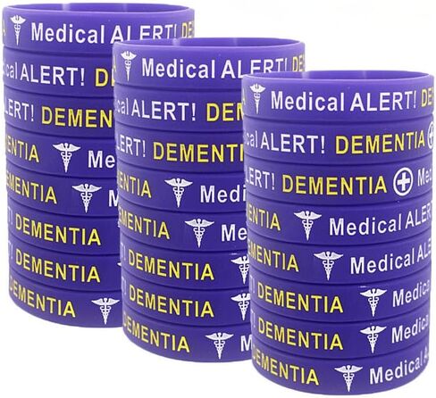 4 عبوات من أساور المعصم المصنوعة من السيليكون للتنبيه الطبي للخرف - أساور للتوعية الصحية، وأساور معصم للهوية الطبية الخارجية للرجال والنساء in Kuwait