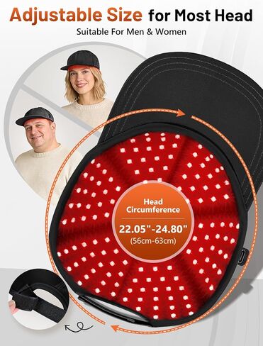 قبعة العلاج بالضوء الأحمر للشعر من ريليكسنو، معالجة بالضوء الأحمر 180 مصباح LED مطورة للرأس، العلاج بالضوء بالأشعة تحت الحمراء للرجال والنساء مع مؤقت وجهاز تحكم (أسود عميق) in Kuwait