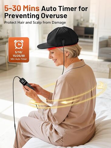 قبعة العلاج بالضوء الأحمر للشعر من ريليكسنو، معالجة بالضوء الأحمر 180 مصباح LED مطورة للرأس، العلاج بالضوء بالأشعة تحت الحمراء للرجال والنساء مع مؤقت وجهاز تحكم (أسود عميق) in Kuwait