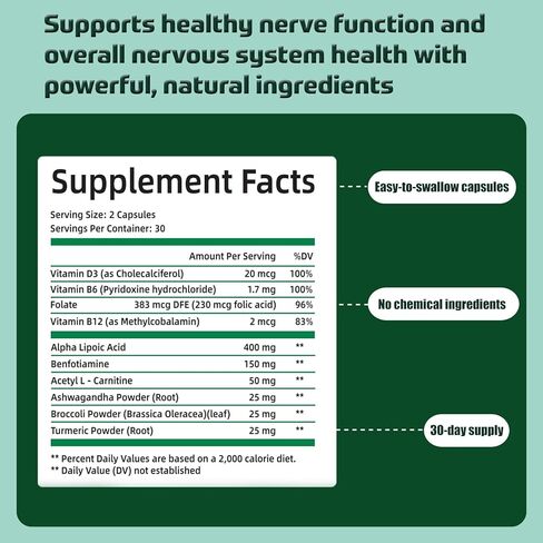 Advanced Nerve Support with B Vitamins & Herbal Extracts - 60 Capsules in Saudi Arabia