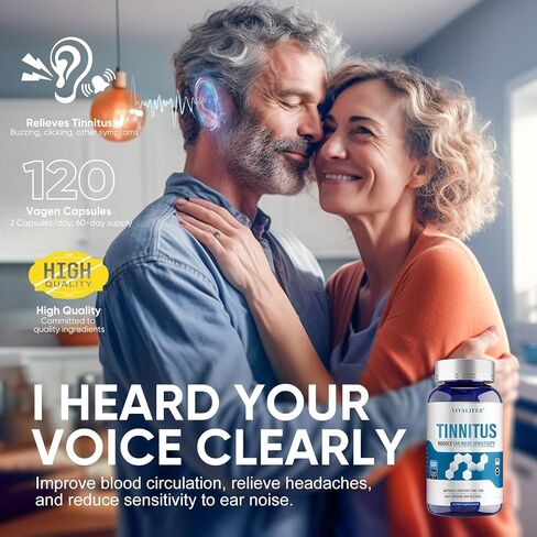 Tinnitus Relief for Ringing Ears, 120 Capsules Supplement with Vitamin C & B Complex, Supports Ear Health, Reduces Ringing in Ears, Promotes Hearing Wellness & Comfort in Saudi Arabia