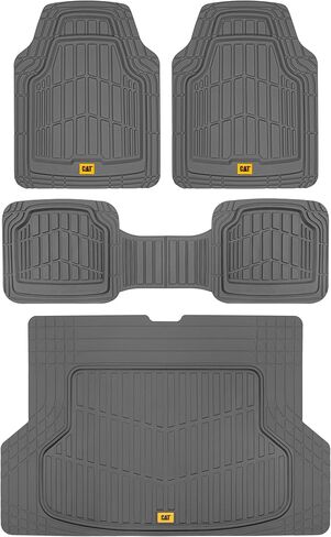 سجادات أرضية مطاطية شديدة التحمل من Cat® ToughRide وبطانة صندوق البضائع لسيارة SUV Van Sedan، باللون الأسود - مزخرفة لتناسب جميع الأحوال الجوية، سجادة أرضية السيارة ذات الأطباق العميقة in Saudi Arabia