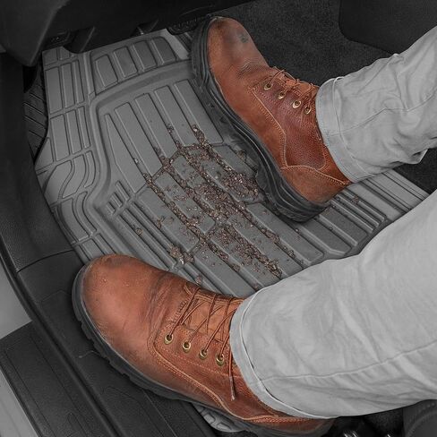سجادات أرضية مطاطية شديدة التحمل من Cat® ToughRide وبطانة صندوق البضائع لسيارة SUV Van Sedan، باللون الأسود - مزخرفة لتناسب جميع الأحوال الجوية، سجادة أرضية السيارة ذات الأطباق العميقة in Saudi Arabia