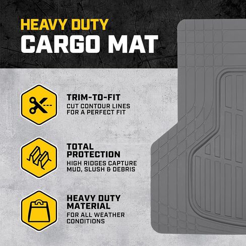 سجادات أرضية مطاطية شديدة التحمل من Cat® ToughRide وبطانة صندوق البضائع لسيارة SUV Van Sedan، باللون الأسود - مزخرفة لتناسب جميع الأحوال الجوية، سجادة أرضية السيارة ذات الأطباق العميقة in Saudi Arabia