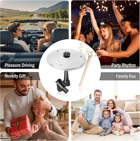 فتحة تهوية الصنج للسيارة، مجموعة صنج طبل صغيرة مع عصا طبل صغيرة، هدية مضحكة لتخفيف التوتر للسائقين ورحلات الطريق ومحبي الموسيقى، ملحق سيارة متوافق مع معظم المركبات، فضي in Kuwait