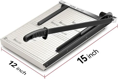 15 Inch B4 Guillotine Paper Cutter, Heavy Duty 10 Sheet Paper Trimmer Cutting with Auto-Press Clamp & Magnetic Ruler | Precision Cut for Paper, Card, Photos, Vinyl & More in Saudi Arabia