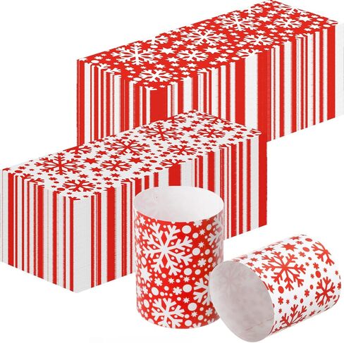 FoldTier 300 Pcs Pink and White Plaid Paper Napkin Rings Self Adhesive Pink Gingham Disposable Napkin Bands Silverware Wrap Band for Baby Shower Birthday Wedding Event Party Table Setting Decoration in Saudi Arabia