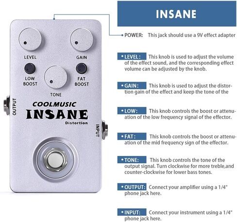 COOLMUSIC C-DI01 Insane Distortion Guitar Bass Distortion Pedal in Kuwait