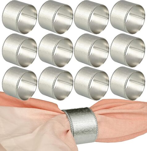 حلقات مناديل نظيفة 12 قطعة من أبازيم حامل المناديل المعدنية المزخرفة، حلقات منديل عيد الشكر في الخريف، حلقات مناديل لتزيين طاولة العشاء، الزفاف، الولائم، الحفلات، عيد الفصح (فضي) in Kuwait