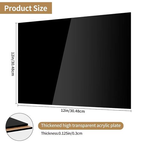 Lesnlok 12x12 Black Acrylic Sheet 1/8 inch Thick 3mm Black Plexiglass Sheet for Home Decor Handcraft Painting Photography (4, 12x12) in Saudi Arabia