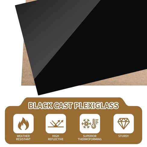 Lesnlok 12x12 Black Acrylic Sheet 1/8 inch Thick 3mm Black Plexiglass Sheet for Home Decor Handcraft Painting Photography (4, 12x12) in Saudi Arabia
