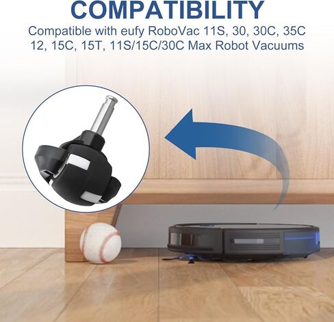 عجلة دوارة بديلة لمكنسة كهربائية روبوتية عجلة أمامية مناسبة لـ eufy RoboVac 11S, 30, 30C, 35C, 12, 15C, 15T, 11S/15C/30C Max in Kuwait