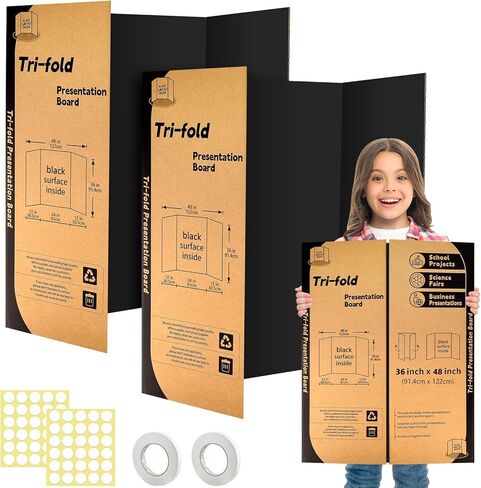 4 Pack Trifold Poster Board 48 "× 36" ، لوحات الملصقات السوداء Ikayas ، لوحات عرض عارض علوم ملصقات لوحية للتصاعد ، المطبوعات ، الفن ، العرض ، مستلزمات الفصول الدراسية للمشاريع in Saudi Arabia