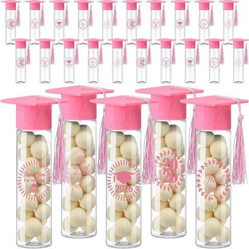 Teenyyou 25 Pcs Graduation Candy Tubes 2026 Graduation Party Favors Candy Boxes Plastic Grad Cap Jars Container with Tassels and Stickers for DIY Grad Table Party Favors (Black) in Saudi Arabia