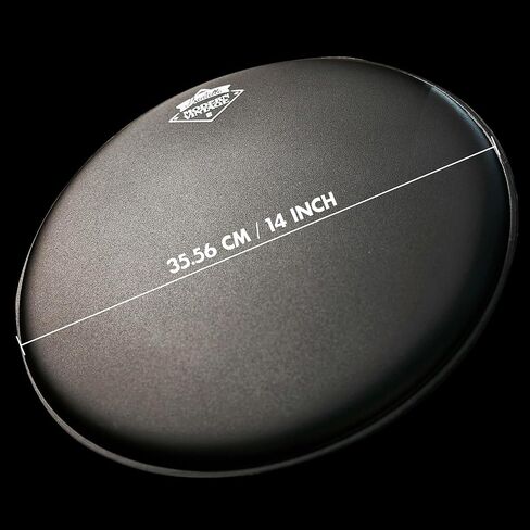 رأس طبلة مصقول بالرمل مقاس 14 بوصة - أسود غير لامع محكم 10.8 مل رأس مستجيب للخدمة الشاقة لفرقة المسيرة وتسجيل الاستوديو والأداء الحي in Kuwait