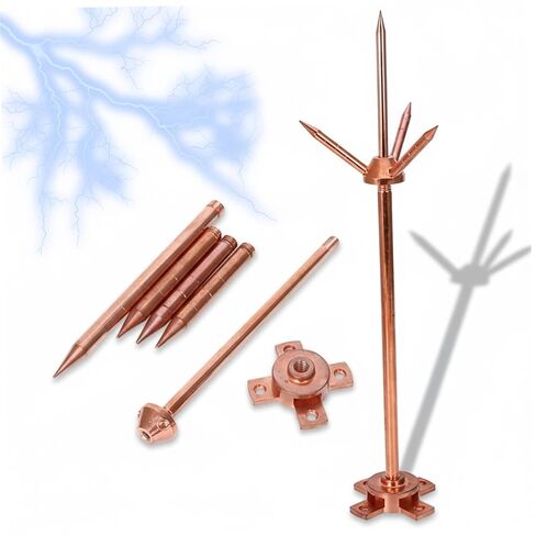 قضيب البرق للمنزل، نظام حماية من الصواعق النحاسي ثلاثي الشقوق مع قضيب تأريض مقاس 20 بوصة، تصميم قابل للفصل in Kuwait