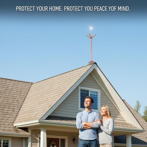 قضيب البرق للمنزل، نظام حماية من الصواعق النحاسي ثلاثي الشقوق مع قضيب تأريض مقاس 20 بوصة، تصميم قابل للفصل in Kuwait