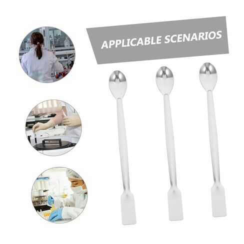 10pcs Double Ended Stainless Steel Lab Spoon Micro Lab Spatula Sampling Measuring Scoop for Laboratory and Medical Use with Square Flat End in Saudi Arabia