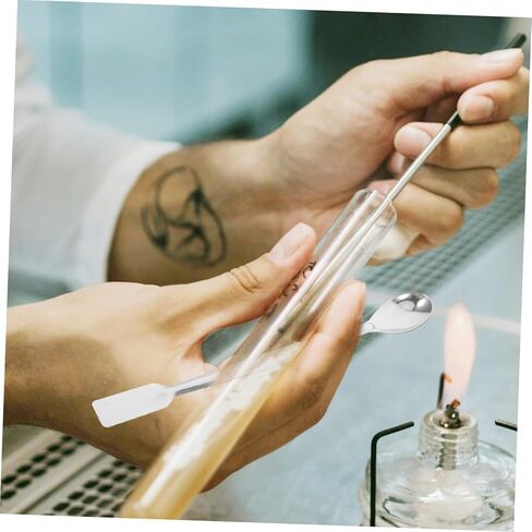 10pcs Double Ended Stainless Steel Lab Spoon Micro Lab Spatula Sampling Measuring Scoop for Laboratory and Medical Use with Square Flat End in Saudi Arabia