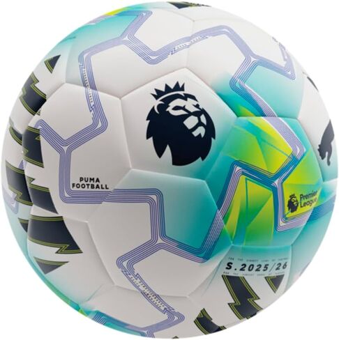 كرة قدم PUMA للجنسين Orbita Match Premier League (جودة FIFA)، White-Team Aqua-Ultra Blue-mulicolour AH25، 5 in Saudi Arabia