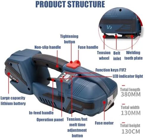 Electric Strapping Machine - Battery Powered Banding Tool for PP PET Straps, Automatic Pallet Strapping Machine, Includes 2 Batteries in Saudi Arabia