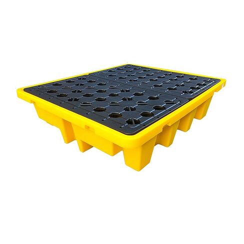 Low-Profile Spill Containment Tray with Removable Grating Chemical-Resistant Spill Containment Pallet for Lab/Garage, Compact Design Oil Drum Secondary Containment(120x120x18cm) in Saudi Arabia