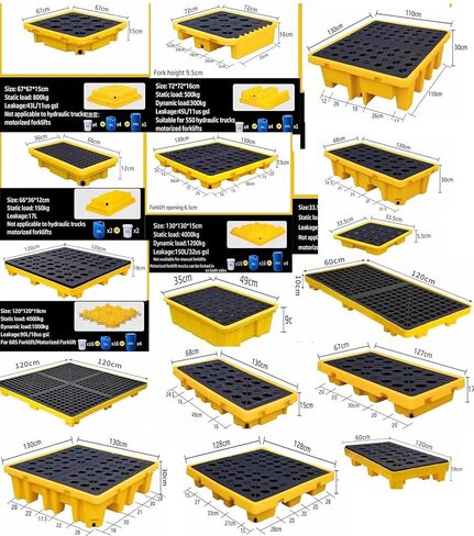 Low-Profile Spill Containment Tray with Removable Grating Chemical-Resistant Spill Containment Pallet for Lab/Garage, Compact Design Oil Drum Secondary Containment(120x120x18cm) in Saudi Arabia