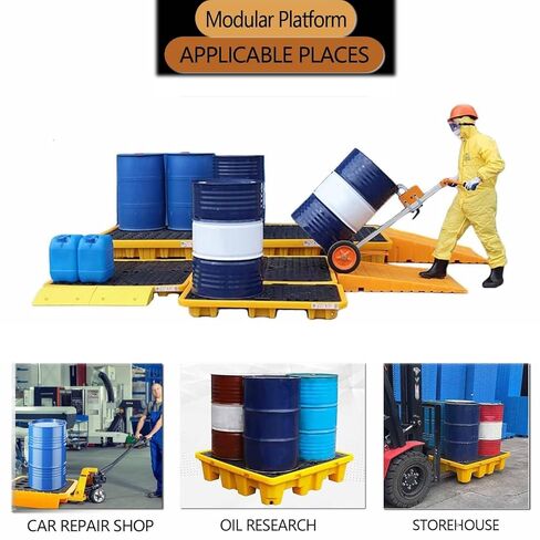 Low-Profile Spill Containment Tray with Removable Grating Chemical-Resistant Spill Containment Pallet for Lab/Garage, Compact Design Oil Drum Secondary Containment(120x120x18cm) in Saudi Arabia