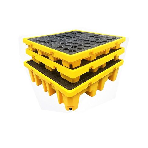 Chemical Spill Containment Pallet with Drain Plug Low-Profile Modular Spill Containment Tray for Industrial/Battery Storage, Easy to Assemble(120x60x18cm) in Saudi Arabia