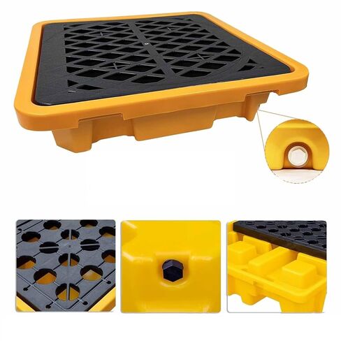 Modular Spill Containment Pallet Polypropylene Spill Containment Tray with Drain for Workshop/Factory, Safe Liquid Storage & Easy Clean-up(120x120x10cm) in Saudi Arabia