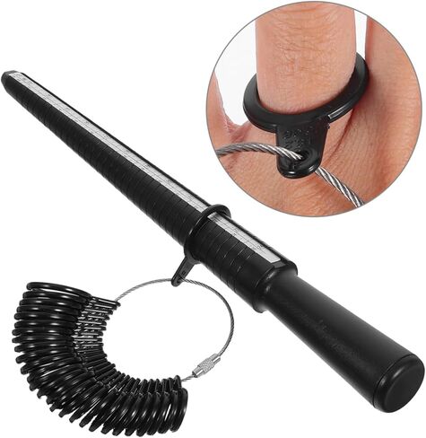 MUCKLILY Ring Size Measurement Tool Set 2-15 Ring Mandrel 0-13 Finger Gauge Kit Black Accurate Jewelry Sizer for Personal and Professional Use in Saudi Arabia