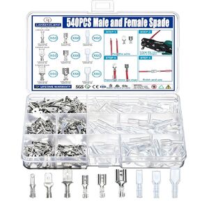 360 قطعة 2.8 مم 4.8 مم 6.3 مم مجموعة موصلات بأسمائها الحقيقية للذكور والإناث مع أكمام عازلة، موصلات كهربائية لأطراف تجعيد، أطراف كهربائية للأسلاك الكهربائية in Kuwait