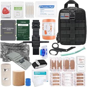 مجموعة الصدمات IFAK مع عاصبة، ضمادة إسرائيلية مقاس 6 بوصات، جبيرة، مجموعة الإسعافات الأولية التكتيكية للسيارة والتخييم والمشي لمسافات طويلة والسفر مع حقيبة مولي in Kuwait