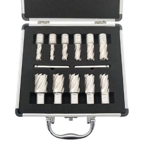 Techhyren 11pcs Annular Cutter Set, Cutting Depth 1" Cutting Diameter 7/16" to 1-1/16", M2 HSS Mag Drill Bits for Magnetic Drill Press, Steel, Aluminum, Copper, with 2 Pilot Pin & 1 Hex Wrench in Saudi Arabia