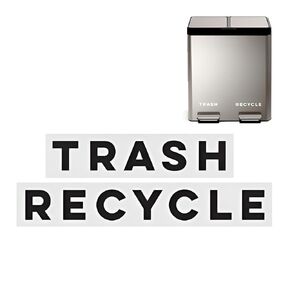 Modern Recycle & Trash Stickers - Minimalist, Discreet Vinyl Labels for Trash Cans & Bins - Elegant Indoor Waste & Recycling Signs for Home, Kitchen & Office | Black in Kuwait