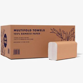 SAVE TREES مناشف ورقية متعددة الطيات من الخيزران للموزعات التجارية | طبقة واحدة، 250 منشفة/عبوة متعددة الطيات، 16 عبوة/علبة من المناشف الورقية المصنوعة من الخيزران الصديق للبيئة in Kuwait