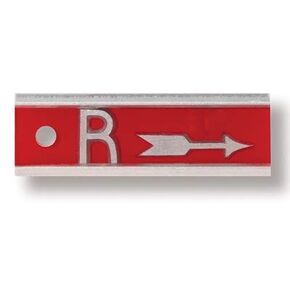 علامات الأشعة السينية (الألومنيوم) - سهم، لليمين فقط، حرف الرصاص "R" مقاس 1/2 بوصة، وسهم واحد in Kuwait