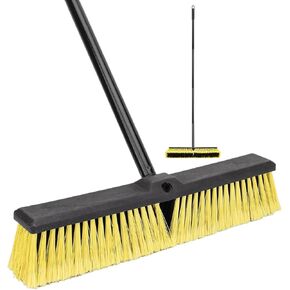 18 Inches Push Broom Outdoor- Heavy Duty Commercial Broom with 64.5" Long Handle and Stiff Bristles for Patio Garage Deck Concrete Wood Stone Tile Driveway Yard Warehouse Shop Floor Cleaning Broom in Kuwait