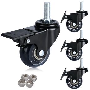 YOOGAA كرسي مكتب عجلات عجلات جذعية مترابطة M10-1.5x25mm عجلات دوارة بدون ضوضاء مجموعة من 4 (عجلة 2 بوصة مع فرامل) in Kuwait