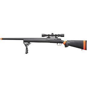 بندقية قنص لانسر التكتيكية M24 Bolt Action Spring Powered Airsoft مع نطاق وBipod يصل إلى 500 إطارًا في الثانية (ملولبة) - متوافقة مع كاليفورنيا in Kuwait