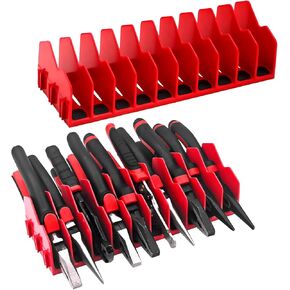 20-Slot Heavy Duty Plastic Tool Pliers Organizer Rack, 2-Pack with Non-Slip Base, Expandable Design, Pliers Holder and Cutter Organizers, Fits Drawers & Toolboxes (2, Red) in Kuwait