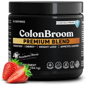 مكمل إدارة الوزن الفاخر من كولونبروم (الفراولة) - مشروب مسحوق ألياف قشر السيلليوم من مكنسة القولون - خالي من الغلوتين، تطهير القولون غير المعدل وراثيًا لتخفيف الانتفاخ وصحة الأمعاء، 30 حصة in Kuwait