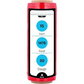 غلاف مطاطي برتقالي، 15 بوصة × 1476 قدم، 4 عبوات، فيلم تغليف منكمش ملون متمدد مسبقًا للتحريك والتعبئة والتغليف وتغليف البليت in Kuwait