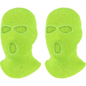 Pukavt 2 Pack 3 Hole Winter Knitted Mask, Full Face Cover Ski Mask Warm Balaclava for Skiing, Motorcycle, Snowboard Fluorescent Yellow in Kuwait