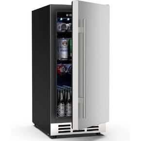 Mojgar 15 Inch Outdoor Beverage Refrigerator, Under Counter Beverage Fridge, Stainless Steel Fridge Beverage Cooler, Indoor/Outdoor Refrigerator For Patio | Built-in & Freestanding, Stainless Steel in Kuwait