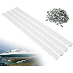 Boat Trailer Bunk Slides, 3"x48", 5"x48", 5"x57" , Heavy Duty PE Glide Pads for Full Support, Kits of 2 or 4, Black, White, Pre-Drilled Holes and Screws, for Easy Launch and Load, Fits Various Boats in Kuwait