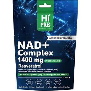 1400 مجم NAD+ مكمل سائل لمكافحة الشيخوخة وتجديد الخلايا، بديل ممتاز للدهون الدهنية، نيكوتيناميد ريبوسيد مع ريسفيراترول، PQQ وCoQ10 - طاقة خلوية متقدمة، 20 عبوة in Kuwait