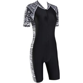 بدلة ركوب الأمواج للسيدات بدلة غطس بسحاب أمامي من قطعة واحدة، بدلة غطس من قطعة واحدة للسيدات، بدلة غطس قصيرة الأكمام واقية من الشمس سريعة الجفاف، بدلة سباحة للرياضات المائية للبالغين in Kuwait